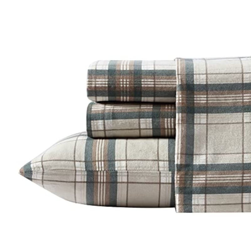 Eddie Bauer - Twin Sheets, Cotton Flannel Bedding Set, Brushed For Extra Softness, Cozy Home Decor (Edgewood Plaid, Twin) - Image 2